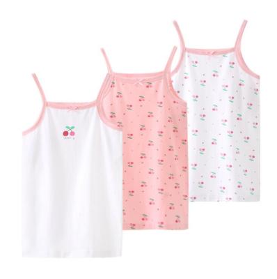 China 2021 Fashion Girl Summer Casual Strap Vest 3 Pcs Set Breathable Cotton Vest For Girls for sale