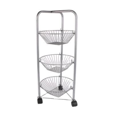 China Floor Type 3 Tiers Metal Money Storage Basket With Wheels Shower Rack for sale