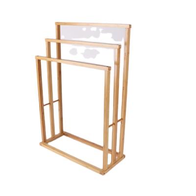 China Bathroom Furniture Stocked Bamboo Towel Rack 3-Tier Freestanding for Bath, Hand Towel, Washing Tissues for sale