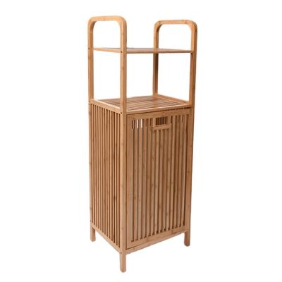 China Stocked Luxury Bathroom Furniture Set Shelf Storage Bamboo Floor Cabinet for sale