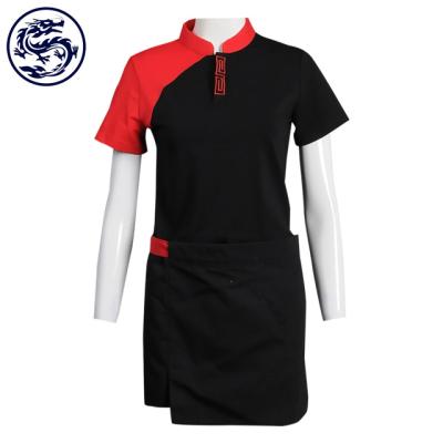 China restaurant & Custom RPET Plastics Bar Chef Uniform Designs Waiter Jacket Western Coat Sexy Modern Restaurant Uniforms for sale