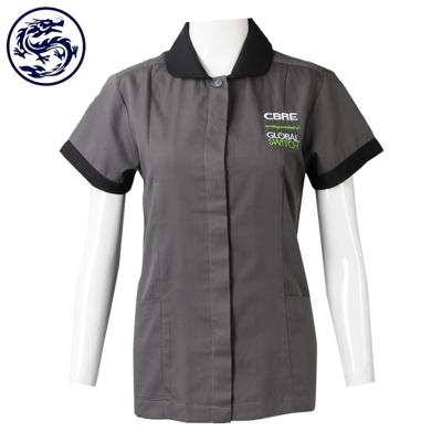 China 2020 Hotel RPET Materials FAMA Maid Housekeeping Uniform Custom Black Property Cleaning Uniform For Women for sale