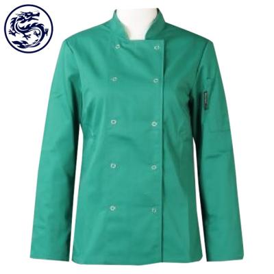 China restaurant & Bar Logo Print Restaurant Hostess Uniforms Bar Maid Restaurant Uniform Green Uniforms For Catering Staff for sale