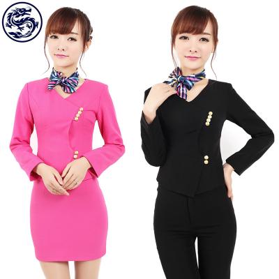 China Modern Logo Print Custom Produce Western Hotel Women Manager Uniform For Hotel Receptionist Waitress Uniforms for sale