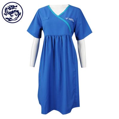 China Hospital Fast Delivery Custom Product Recycle Plastics RPET Fashion Designs Doctor Medical Staff Hospital Blue Uniforms for sale