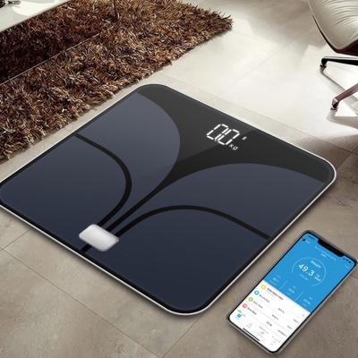 China Hot Sales Polished Plastic Platform Digital Body Composition Scale Bathroom Smart Body Fat Scale 300x300x18mm for sale