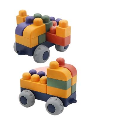 China 21PCS Building Toy Stacking Blocks Game Soft Silicon Rubber Building Block For Baby Toys for sale