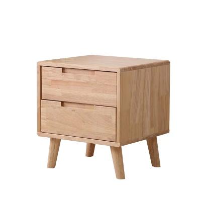 China Solid Wood Customized Wholesale Price Cheap Modern Multifunctional Wooden Bedside Table With 2 Small Drawers for sale