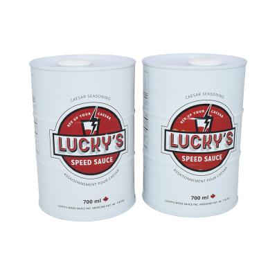 China Hot Sale Round Empty Food Whiskey Wine Container Storage Metal Packaging Drinks Tin Can Liquor Vodka Bottle 500ml for sale