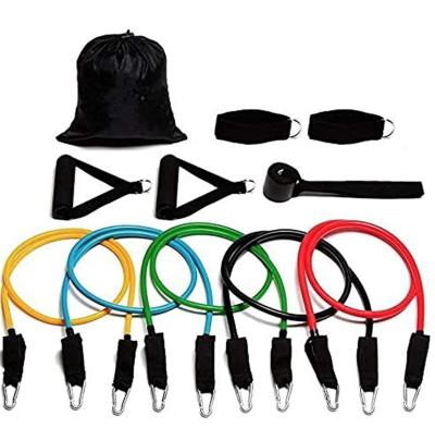 China Indoor Sporting Good 11 Pcs Fitness Resistance Bands Set Pull Rope Set For Fitness Strength Training for sale