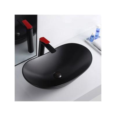 China Factory Direct Wholesale Modern Black Sanitary Ceramic White Art Basin Bathroom Sink Hand Wash for sale