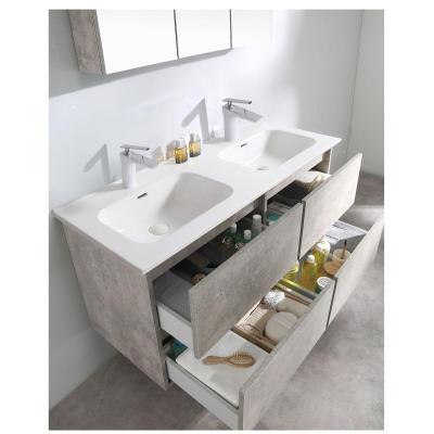 China Fascinating Modern Design Hot Selling Price Modern Design Wash Bathroom Toilet Cabinet Double Basin for sale