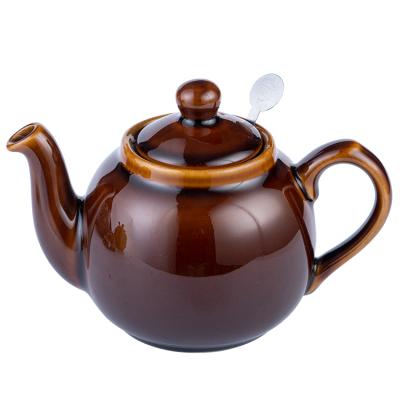 China 2022 Hot Mockups 600ml Viable Style Vintage Porcelain Teapot European Bronze Coffee Cup for sale