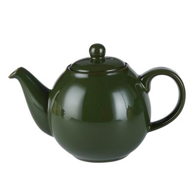 China Sustainable New Type Attractive Price Portable Heat Resistant Green European Round Teapot Set for sale