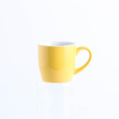 China New Type 250ml Travel Coffee Mugs Sublimation Porcelain Sale Sustainable Well Yellow Mug for sale