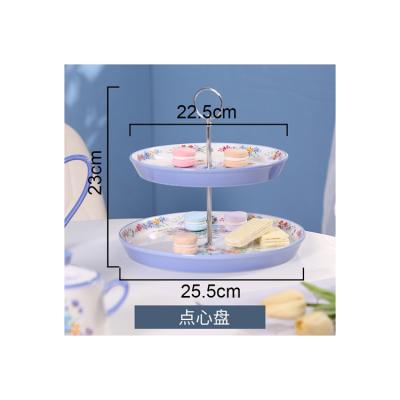 China 2022 Luxury Vintage Retro Afternoon Tea Set Sustainable Party Double Layer Dessert Dishes for sale