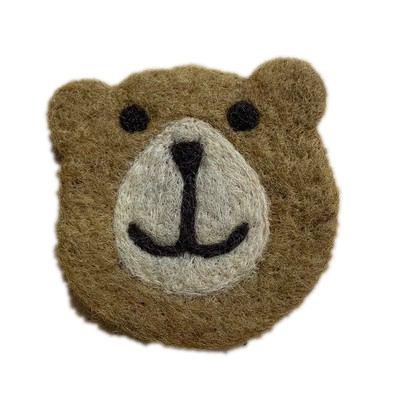 China Factory Viable Wholesale Cute Bear Design Directly Around Fur Drink Coasters Cartoon Mug Mat for sale