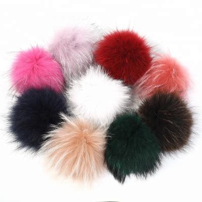 China China factory wholesale 15cm raccoon fur ball real handmade good quality fluffy pom raccoon fur pom for sale