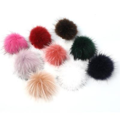 China Handmade DIY Decorating Raccoon Fluff Balls Hat Dress Up Toy Raccoon Fur Plush Pompom Real Fur Pendant Accessories for sale