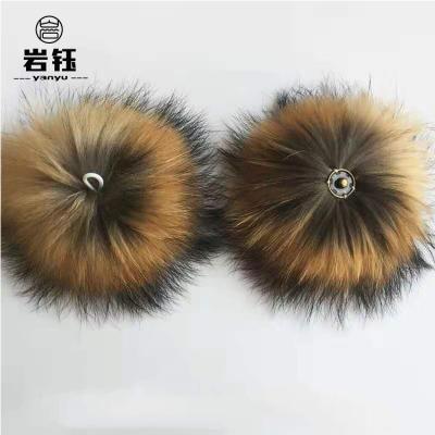 China Handmade Manufacturer Sells Color 12cm Raccoon Fur Ball DIY Animal Fur Pompoms Natural Decorative Fur Balls for sale