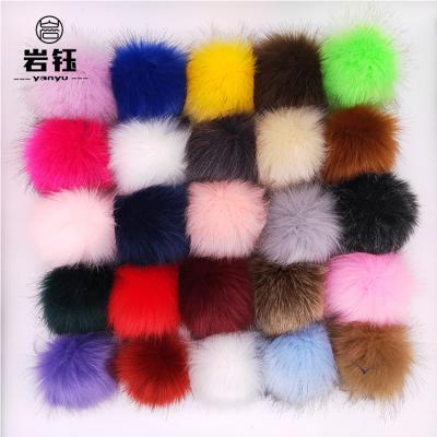 China Wholesale Fluffy And Smooth Faux Fox Fur Ball 12cm Pom Pom DIY Decorative Hat Pompoms for sale