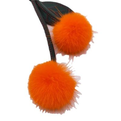 China Fashion Girls Bag Fluffy And Smooth Cherry Fruit Small Fur Ball Charm Decorative Key Chain Cherry Leaves Fur Ball Key Chain for sale