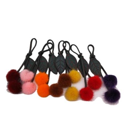 China Fluffy And Smooth Fruit Plush Cherry Fur Ball Key Chain Pendant Accessories for sale