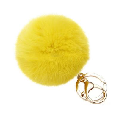 China Handmade Wholesale Good Quality Hairy Ball Charm Faux Rabbit Fur Balls 8cm Faux Fur Key Chain Pompom for sale