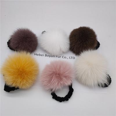 China Winter New Fashion Eye-Catching Fox Hair Ball Women's High Ponytail Suede Elastic Band Ponytail High Circle for sale