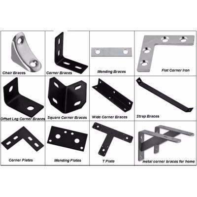 China Stamping Steel L /T/I /Cross Shape Connecting Angle Plate Corner Brace Flat Corner Bracket For Furniture for sale