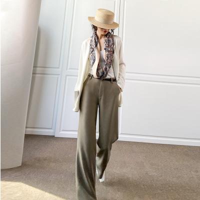 China Anti-wrinkle women's fashion solid color pants 2022 spring straight leg pants loose casual wide-leg pants for women for sale