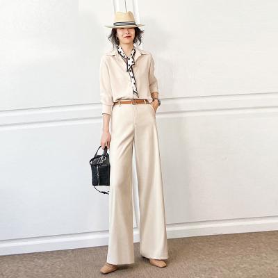 China 2022 New Arrival Anti-wrinkle Women's Fashion Pants Spring Straight Leg Pants Loose Casual Full Length Wide Leg Pants For Women for sale