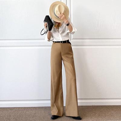 China Anti-wrinkle Ladies Fashion Pants 2022 Spring New Arrival Straight Leg Pants Casual Loose Wide Leg Pants For Women for sale