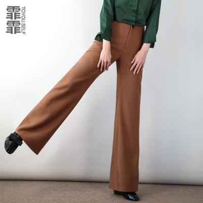 China Customized Product Wholesale Parride Wool Breathable Woolen Ladies Loose Wide Leg Pants For Women for sale