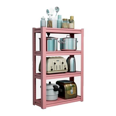 China Floor-to-Ceiling Multifunctional Microwave Oven Steel Storage Shelf Household Space Saving Kitchen Multifunctional Modern Pink Crevice Rack 4 Layers for sale