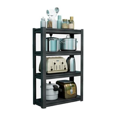 China Wholesale Customized Space Saver 4 Multi-Function Kitchen Furniture Storage Shelf Space Saving Seats Black Metal Knock-In Rack for sale