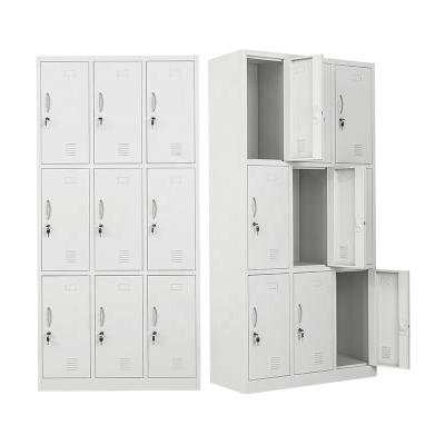 China Wholesale Customized White Top-fly Rush 9 Doors Gym School Staff Metal Storage Lockers H1850*W900*D500mm for sale