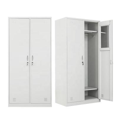 China Top-Fly Wholesale Convertible White Deepened Godrej Almirah 2 Doors Steel Locker For Dressing Room for sale