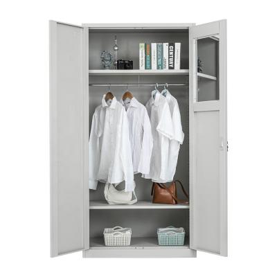 China Home Office Convertible Doors Factory Price Staff Steel Storage Locker 2 Gray White Metal Cabinet Wardrobe for sale