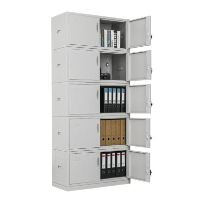 China Factory Direct Supply Metal Adjustable Gray White Office Storage Locker 5-Section Steel (Size) Filing Cabinet With Lock for sale