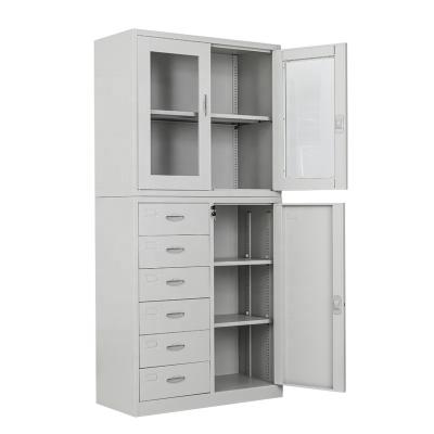 China Factory direct sale office furniture cupboard metal display adjustable steel filing cabinet (size) with 6 side drawers for sale