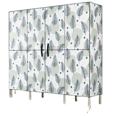 China Modern Simple Metal Frame Foldable Wardrobe Bedroom Apartment Economic Assemble Cloth Wardrobe for sale