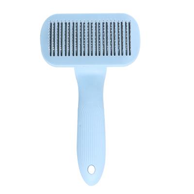 China Automatic Pet Viable Removal Cat Dog Hair Comb Self Cleaning Grooming Pet Shedding Tool for sale