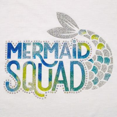 China Garment \ Jeans \ Shoes \ Bags\ EYD Custom Multi-color Glitter Rhinestones Assembled DTF Heat Transfer Printing for Marine Park T-shirt for sale