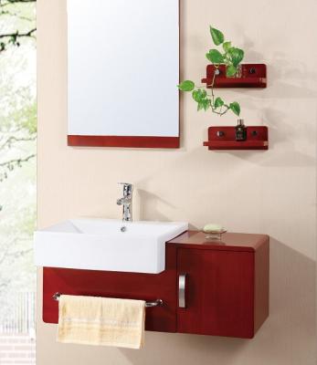 China Newest Solid wood ceramic basin bathroom cabinet for sale