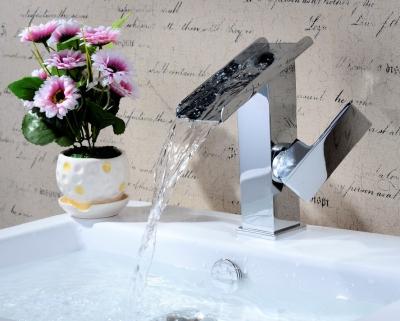 China Tub faucet ceramic cartridge single handle taps glass waterfall faucet for sale