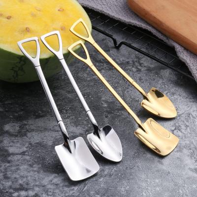 China Iron Stainless Steel Scoop Shovel Ice Cream Coffee Scoop Spoon Engineering Kitchen Instrument Sustainable Cute Backhoe Shovel Square for sale