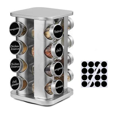 China 4 Tier Kitchen Viable Rotating Spice Rack with 16 Jars Around Organizer Rotating Spice Rack Place Set for sale