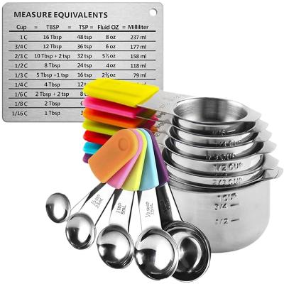 China Viable Measuring Cups 7 Measuring Cups and 5 Measuring Spoons Stainless Steel Cooking Conversion Measuring Set for sale