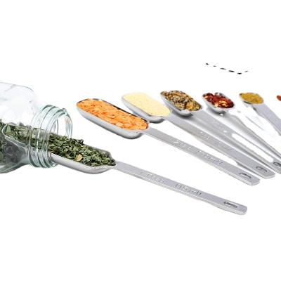 China Sustainable Dosers Set Stainless Steel Measure Dry Or Liquid Slim Narrow Shape Spoon For Kitchen for sale